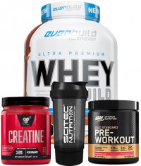 PROMO STACK EVERBUILD Ultra Premium Whey Build + Creatne + Pre Workout + Shaker